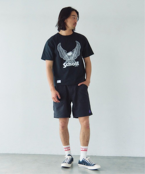 Schott(ショット)の「Schott-短丈 GLITTER EAGLE COMPACT T-SHIRT(Tシャツ/カットソー・メンズ・ブラック/ホワイト・M/XL/L)」の6枚目の写真