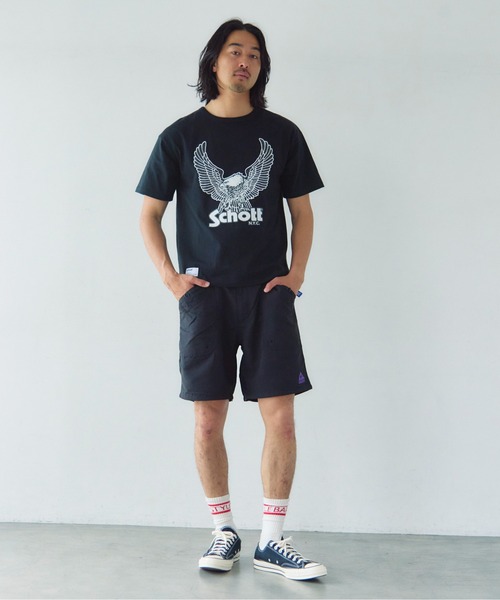 Schott(ショット)の「Schott-短丈 GLITTER EAGLE COMPACT T-SHIRT(Tシャツ/カットソー・メンズ・ブラック/ホワイト・M/XL/L)」の8枚目の写真