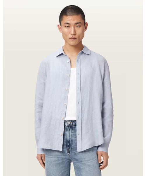 ALLSAINTS(オールセインツ)の「LOOM LONG SLEEVE LINEN SHIRT | LOOM 長袖 リネン シャツ(シャツ/ブラウス・メンズ・ブルー系その他・L/M/S/XS)」の1枚目の写真