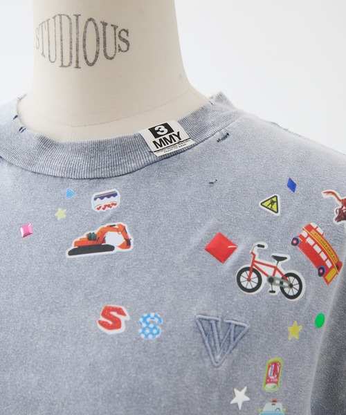 Maison MIHARA YASUHIRO（メゾンミハラヤスヒロ）の「【MIHARA YASUHIRO/ミハラヤスヒロ】BLEACHED KIDS STICKER TEE/ブリーチキッズステッカーT/ウォッシャブル（Tシャツ/カットソー・レディース・ブラック/グレー・38）」の12枚目の写真