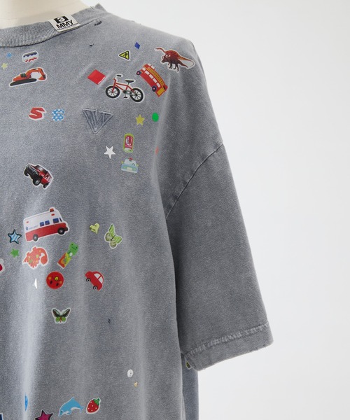 Maison MIHARA YASUHIRO（メゾンミハラヤスヒロ）の「【MIHARA YASUHIRO/ミハラヤスヒロ】BLEACHED KIDS STICKER TEE/ブリーチキッズステッカーT/ウォッシャブル（Tシャツ/カットソー・レディース・ブラック/グレー・38）」の13枚目の写真