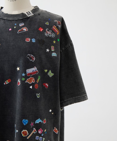 Maison MIHARA YASUHIRO（メゾンミハラヤスヒロ）の「【MIHARA YASUHIRO/ミハラヤスヒロ】BLEACHED KIDS STICKER TEE/ブリーチキッズステッカーT/ウォッシャブル（Tシャツ/カットソー・レディース・ブラック/グレー・38）」の6枚目の写真