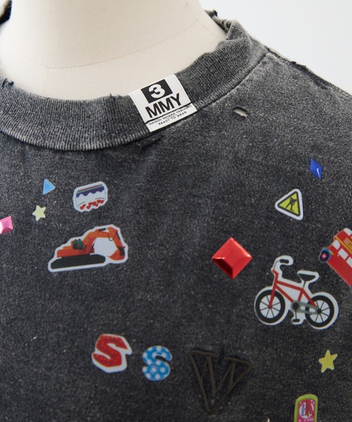 Maison MIHARA YASUHIRO（メゾンミハラヤスヒロ）の「【MIHARA YASUHIRO/ミハラヤスヒロ】BLEACHED KIDS STICKER TEE/ブリーチキッズステッカーT/ウォッシャブル（Tシャツ/カットソー・レディース・ブラック/グレー・38）」の8枚目の写真