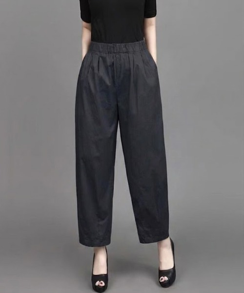 mielu(ミエル)の「ワイドテーパードパンツ(その他パンツ・レディース・ベージュ/ブラック・LARGE/MEDIUM)」の1枚目の写真