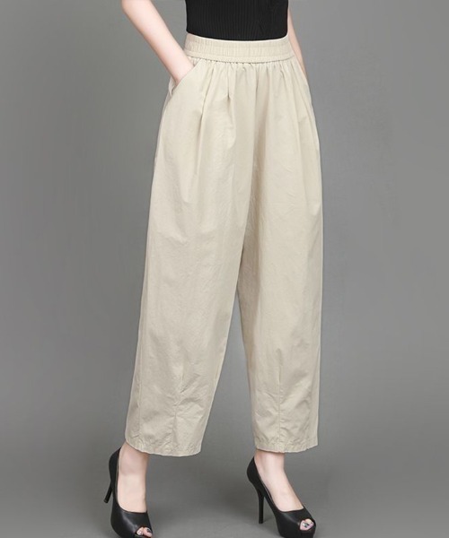 mielu(ミエル)の「ワイドテーパードパンツ(その他パンツ・レディース・ベージュ/ブラック・LARGE/MEDIUM)」の3枚目の写真