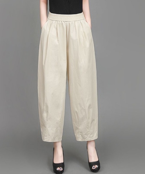 mielu(ミエル)の「ワイドテーパードパンツ(その他パンツ・レディース・ベージュ/ブラック・LARGE/MEDIUM)」の4枚目の写真