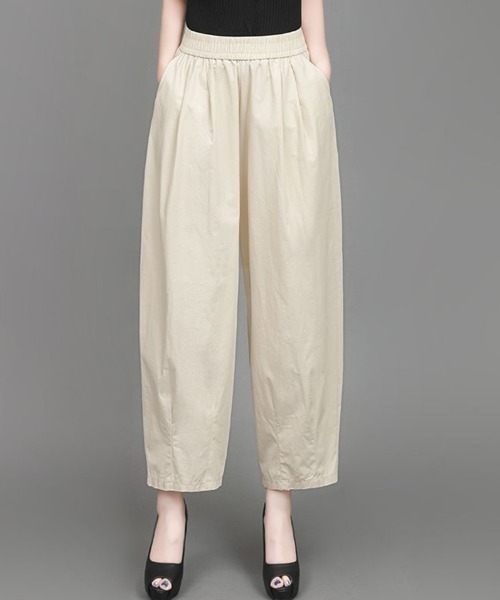 mielu(ミエル)の「ワイドテーパードパンツ(その他パンツ・レディース・ベージュ/ブラック・LARGE/MEDIUM)」の5枚目の写真