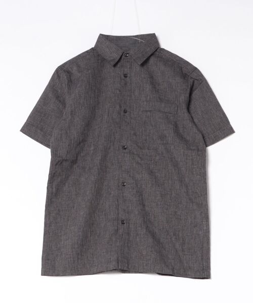 m.f.editorial(エムエフエディトリアル)の「【軽量 フレンチリネン混】m.f.エディトリアル メンズ レギュラーカラー 半袖 シャツ(シャツ/ブラウス・メンズ・ダークウッド/アイボリー・MEDIUM/LARGE/X-LARGE)」の18枚目の写真