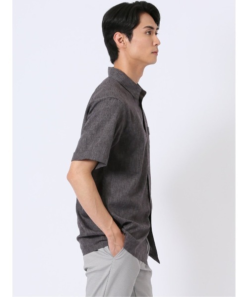 m.f.editorial(エムエフエディトリアル)の「【軽量 フレンチリネン混】m.f.エディトリアル メンズ レギュラーカラー 半袖 シャツ(シャツ/ブラウス・メンズ・ダークウッド/アイボリー・MEDIUM/LARGE/X-LARGE)」の11枚目の写真