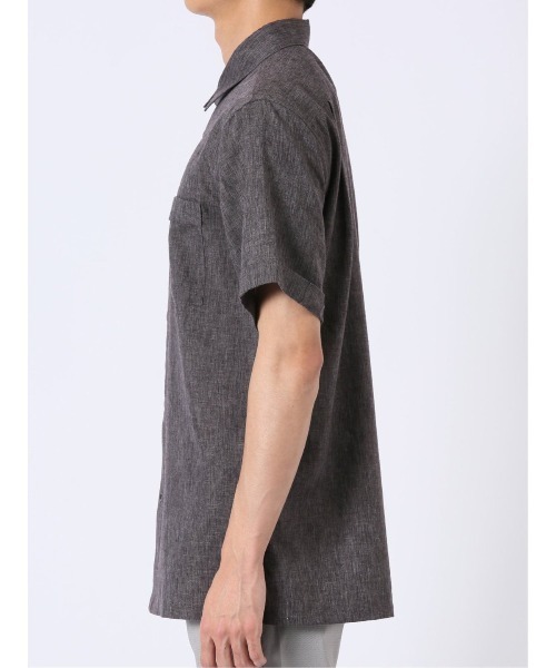 m.f.editorial(エムエフエディトリアル)の「【軽量 フレンチリネン混】m.f.エディトリアル メンズ レギュラーカラー 半袖 シャツ(シャツ/ブラウス・メンズ・ダークウッド/アイボリー・MEDIUM/LARGE/X-LARGE)」の14枚目の写真