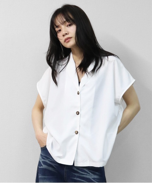 THE CELL.(ザセルドット)の「マーブルボタン フレンチシャツ MARBLE-BUTTON FRENCH SLEEVE SHIRT(シャツ/ブラウス・レディース・オフホワイト/ブラック/グリーン・FREE)」の21枚目の写真