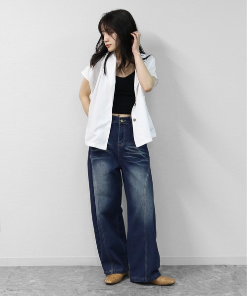 THE CELL.(ザセルドット)の「マーブルボタン フレンチシャツ MARBLE-BUTTON FRENCH SLEEVE SHIRT(シャツ/ブラウス・レディース・オフホワイト/ブラック/グリーン・FREE)」の5枚目の写真