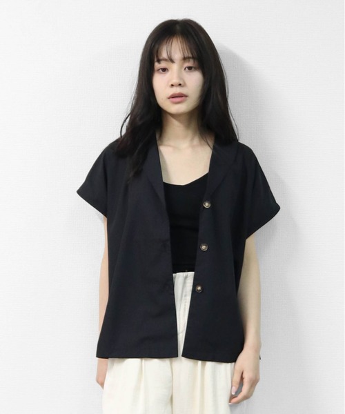 THE CELL.(ザセルドット)の「マーブルボタン フレンチシャツ MARBLE-BUTTON FRENCH SLEEVE SHIRT(シャツ/ブラウス・レディース・オフホワイト/ブラック/グリーン・FREE)」の12枚目の写真