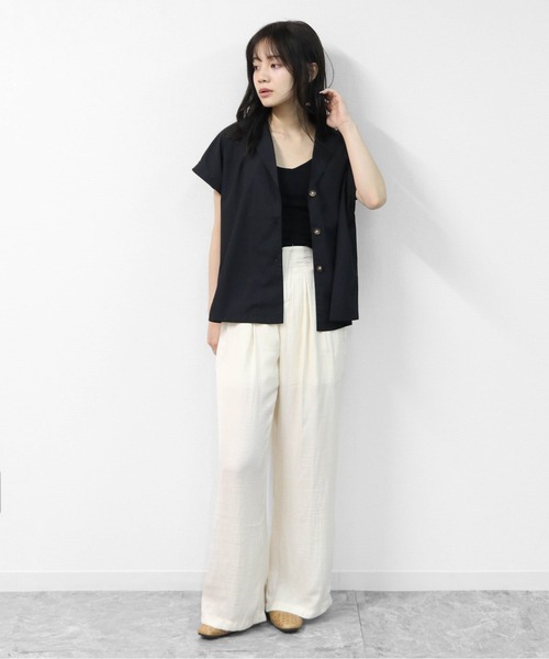 THE CELL.(ザセルドット)の「マーブルボタン フレンチシャツ MARBLE-BUTTON FRENCH SLEEVE SHIRT(シャツ/ブラウス・レディース・オフホワイト/ブラック/グリーン・FREE)」の13枚目の写真