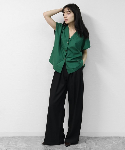 THE CELL.(ザセルドット)の「マーブルボタン フレンチシャツ MARBLE-BUTTON FRENCH SLEEVE SHIRT(シャツ/ブラウス・レディース・オフホワイト/ブラック/グリーン・FREE)」の16枚目の写真