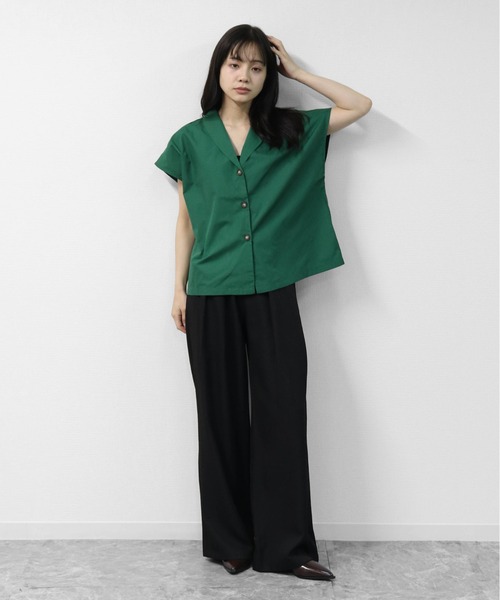 THE CELL.(ザセルドット)の「マーブルボタン フレンチシャツ MARBLE-BUTTON FRENCH SLEEVE SHIRT(シャツ/ブラウス・レディース・オフホワイト/ブラック/グリーン・FREE)」の17枚目の写真