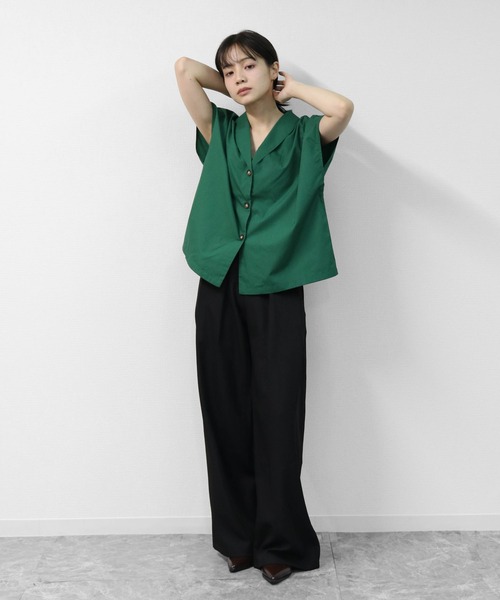 THE CELL.(ザセルドット)の「マーブルボタン フレンチシャツ MARBLE-BUTTON FRENCH SLEEVE SHIRT(シャツ/ブラウス・レディース・オフホワイト/ブラック/グリーン・FREE)」の18枚目の写真