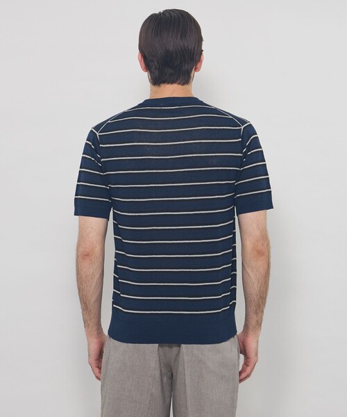 MACKINTOSH LONDON(マッキントッシュ ロンドン)の「【LEON掲載】リネンボーダーニットTシャツ(Tシャツ/カットソー・メンズ・パープル/ベージュ/ネイビー・XL/L/M)」の9枚目の写真