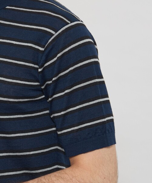 MACKINTOSH LONDON(マッキントッシュ ロンドン)の「【LEON掲載】リネンボーダーニットTシャツ(Tシャツ/カットソー・メンズ・パープル/ベージュ/ネイビー・XL/L/M)」の10枚目の写真