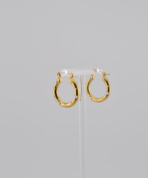 BROTHERHOOD(ブラザーフッド)の「【earyear】Pearl Orbit Hoop Pierce(ピアス(両耳用)・レディース・ゴールド・FREE)」の2枚目の写真