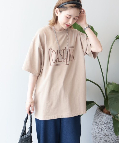 AMERICAN HOLIC(アメリカンホリック)の「COASTLINEA ロゴTシャツ(Tシャツ/カットソー・レディース・ブラウン/レッド/ブラック/チャコールグレー・FREE)」の7枚目の写真