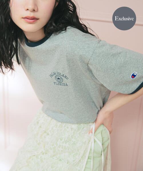 Champion(チャンピオン)の「『別注』CHAMPION×DOORS RINGER T-SHIRTS(Tシャツ/カットソー・レディース・グレー/ホワイト/オートミール・ONE)」の1枚目の写真