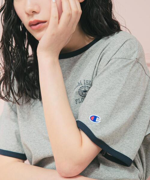 Champion(チャンピオン)の「『別注』CHAMPION×DOORS RINGER T-SHIRTS(Tシャツ/カットソー・レディース・グレー/ホワイト/オートミール・ONE)」の6枚目の写真