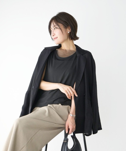 Ehre style(エーレスタイル)の「しゃがんでも胸元が安心!隠しチュールインナー(キャミソール・レディース・ブラック/グレー/ホワイト・FREE)」の21枚目の写真