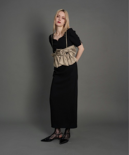 My shawty(マイシャウティー)の「big ribon buistier dress(ドレス・レディース・グレイッシュベージュ/ブラック×ベージュ・FREE)」の3枚目の写真