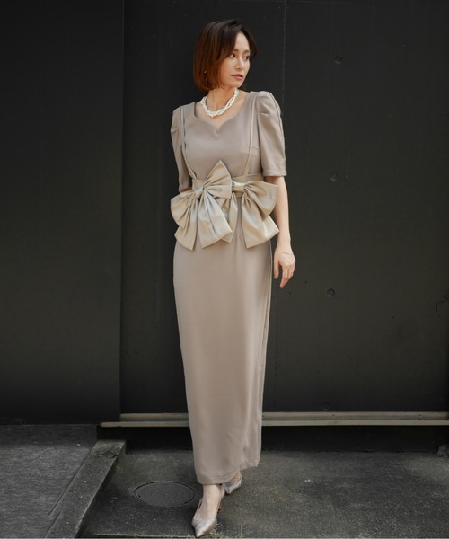 My shawty(マイシャウティー)の「big ribon buistier dress(ドレス・レディース・グレイッシュベージュ/ブラック×ベージュ・FREE)」の11枚目の写真