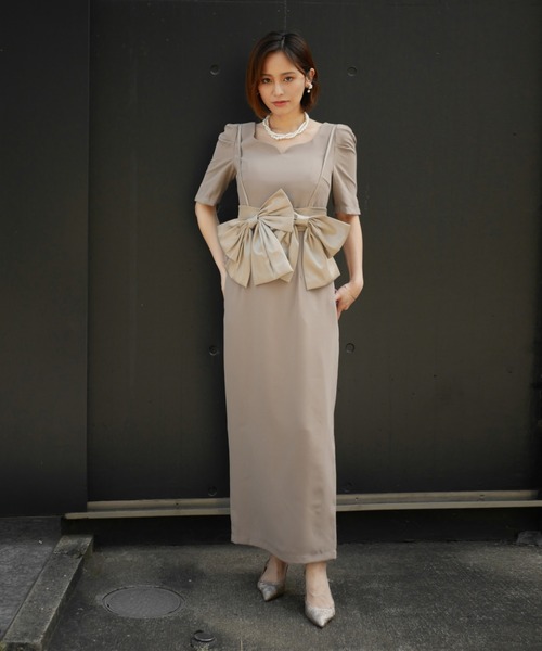 My shawty(マイシャウティー)の「big ribon buistier dress(ドレス・レディース・グレイッシュベージュ/ブラック×ベージュ・FREE)」の10枚目の写真