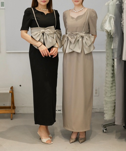 My shawty(マイシャウティー)の「big ribon buistier dress(ドレス・レディース・グレイッシュベージュ/ブラック×ベージュ・FREE)」の20枚目の写真