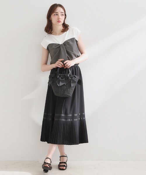 couture brooch(クチュールブローチ)の「【接触冷感・UVカット・洗える】リボンベア ドッキングトップス(Tシャツ/カットソー・レディース・ブラウン系5/チャコール/ネイビー系4・38/40/36/42)」の7枚目の写真