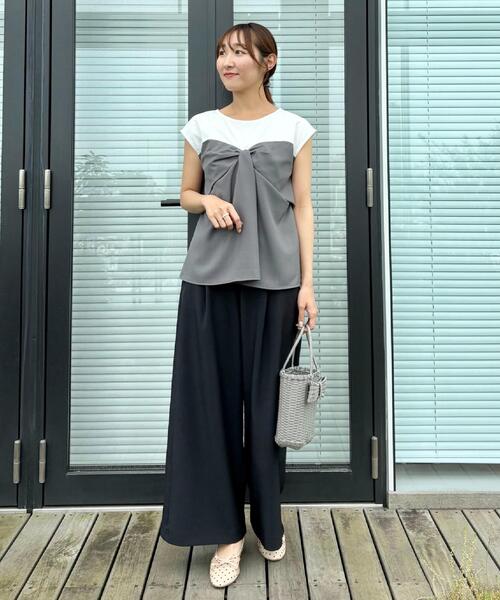 couture brooch(クチュールブローチ)の「【接触冷感・UVカット・洗える】リボンベア ドッキングトップス(Tシャツ/カットソー・レディース・ブラウン系5/チャコール/ネイビー系4・38/40/36/42)」の11枚目の写真