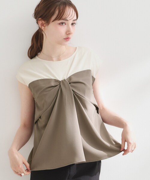 couture brooch(クチュールブローチ)の「【接触冷感・UVカット・洗える】リボンベア ドッキングトップス(Tシャツ/カットソー・レディース・ブラウン系5/チャコール/ネイビー系4・38/40/36/42)」の17枚目の写真