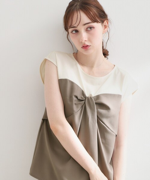 couture brooch(クチュールブローチ)の「【接触冷感・UVカット・洗える】リボンベア ドッキングトップス(Tシャツ/カットソー・レディース・ブラウン系5/チャコール/ネイビー系4・38/40/36/42)」の18枚目の写真