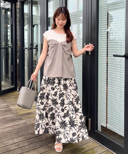 couture brooch(クチュールブローチ)の「【接触冷感・UVカット・洗える】リボンベア ドッキングトップス(Tシャツ/カットソー・レディース・ブラウン系5/チャコール/ネイビー系4・38/40/36/42)」の21枚目の写真