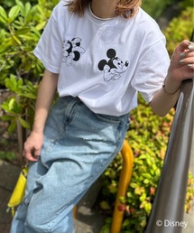 mi via loca（ミヴィアロカ）の「【Disney(ディズニー)】別注/ ミッキー&ミニー/ PHONEプリント半袖Tシャツ（Tシャツ/カットソー）」