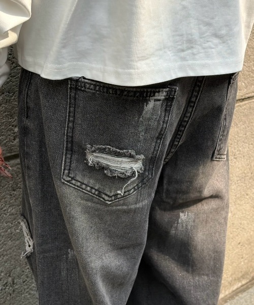 Never mind the XU(ネバーマインドザエックスユー)の「【Never mind the XU】washing gray damage denim pants / 【ネバーマインド ザ エックスユー】ダメージデニムパンツ(デニムパンツ・メンズ・ブラック・M/L)」の15枚目の写真