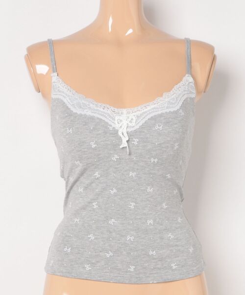 Lace Ladies(レースレディース)の「カップ付き 小花柄 レース キャミ ブラトップ(キャミソール・レディース・ホワイト/グレー・FREE)」の8枚目の写真