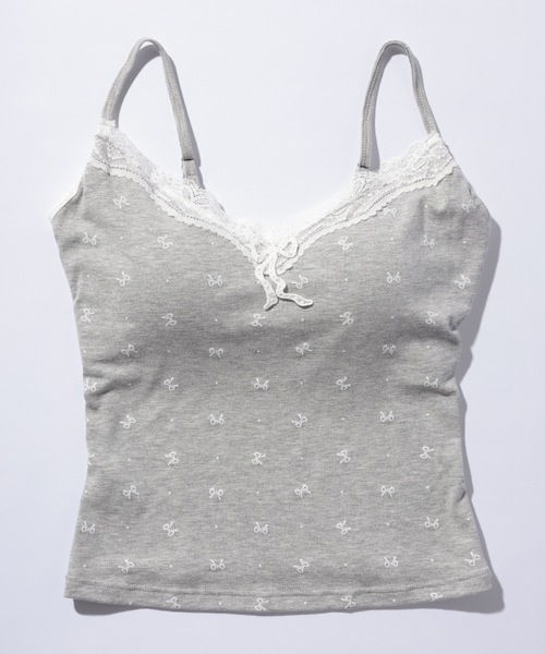 Lace Ladies(レースレディース)の「カップ付き 小花柄 レース キャミ ブラトップ(キャミソール・レディース・ホワイト/グレー・FREE)」の10枚目の写真