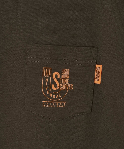 UNIVERSAL OVERALL（ユニバーサルオーバーオール）の「【UNIVERSAL OVERALL】別注ポンチプリントTシャツ[速乾・シワ軽減]（Tシャツ/カットソー・メンズ・チャコール/オフホワイト・LARGE/MEDIUM）」の6枚目の写真