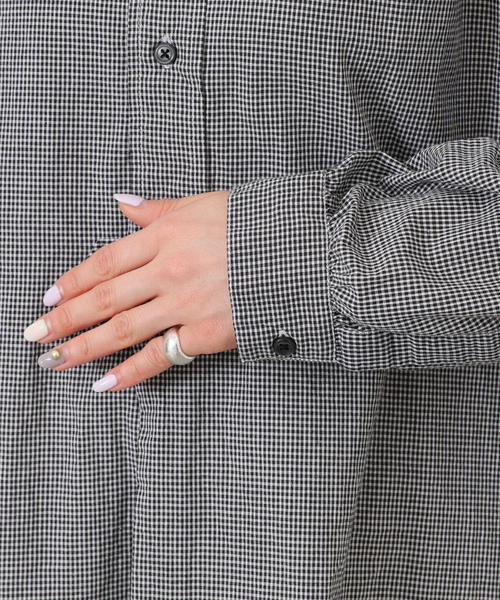 JOURNAL STANDARD LUXE（ジャーナルスタンダード　ラックス）の「【ARMEN】SEERSUCKER GINGHAM WORK  SHIRT（シャツ/ブラウス・レディース・ブラック系その他・2）」の12枚目の写真