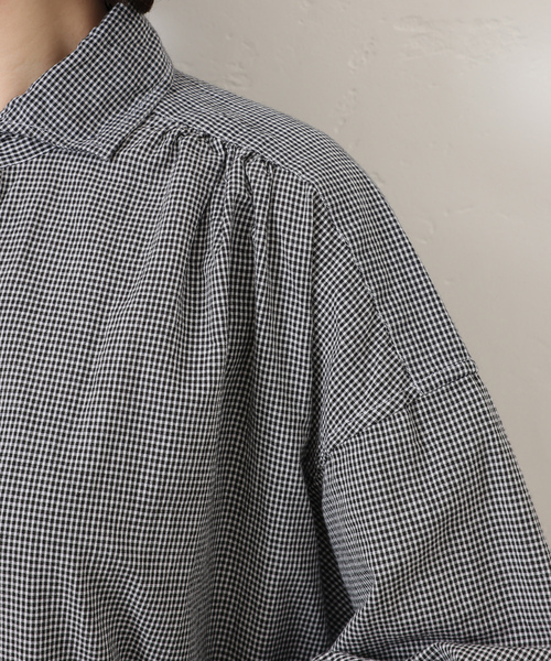 JOURNAL STANDARD LUXE（ジャーナルスタンダード　ラックス）の「【ARMEN】SEERSUCKER GINGHAM WORK  SHIRT（シャツ/ブラウス・レディース・ブラック系その他・2）」の13枚目の写真