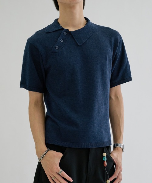 EPNK(イーピーエヌケー)の「Asymmetry neck polo / アシンメトリーネックポロ(ポロシャツ・メンズ・ネイビー/グレー/チャコールグレー・SMALL/MEDIUM/LARGE)」の3枚目の写真