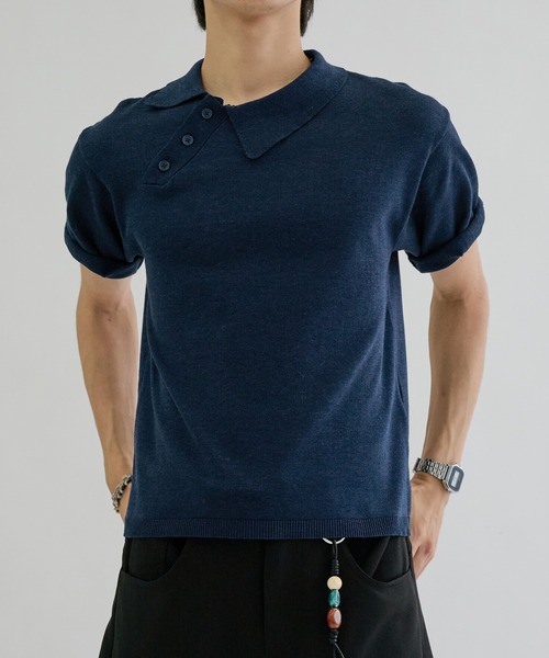 EPNK(イーピーエヌケー)の「Asymmetry neck polo / アシンメトリーネックポロ(ポロシャツ・メンズ・ネイビー/グレー/チャコールグレー・SMALL/MEDIUM/LARGE)」の21枚目の写真