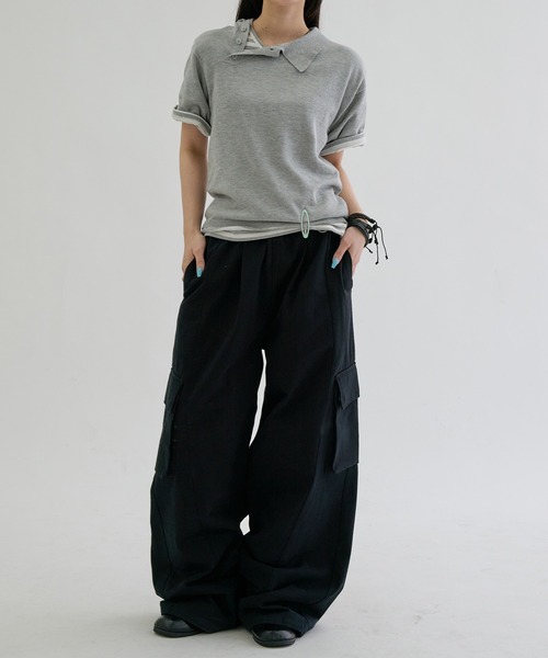 EPNK(イーピーエヌケー)の「Asymmetry neck polo / アシンメトリーネックポロ(ポロシャツ・メンズ・ネイビー/グレー/チャコールグレー・SMALL/MEDIUM/LARGE)」の20枚目の写真