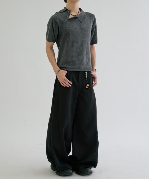 EPNK(イーピーエヌケー)の「Asymmetry neck polo / アシンメトリーネックポロ(ポロシャツ・メンズ・ネイビー/グレー/チャコールグレー・SMALL/MEDIUM/LARGE)」の6枚目の写真