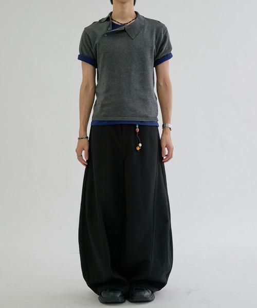 EPNK(イーピーエヌケー)の「Asymmetry neck polo / アシンメトリーネックポロ(ポロシャツ・メンズ・ネイビー/グレー/チャコールグレー・SMALL/MEDIUM/LARGE)」の5枚目の写真