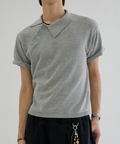 EPNK(イーピーエヌケー)の「Asymmetry neck polo / アシンメトリーネックポロ(ポロシャツ・メンズ・ネイビー/グレー/チャコールグレー・SMALL/MEDIUM/LARGE)」の9枚目の写真